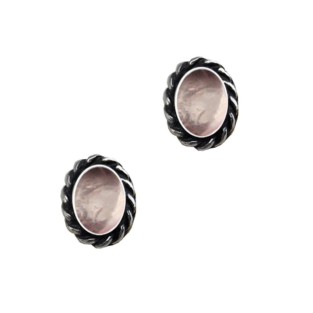 Sterling Silver Rose Quartz Post Stud Earrings